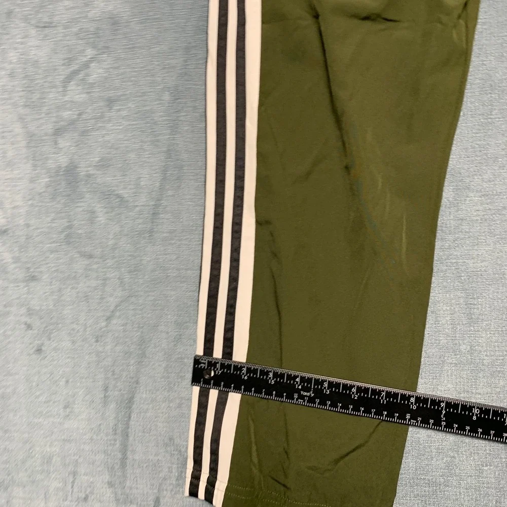 Adidas Track Pants Mens XL Green 3 Stripes Performance Gym Drawstring Waist